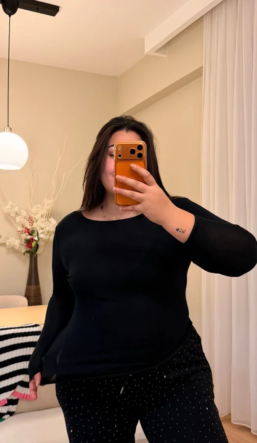 Transparan Modal Bluz - Siyah