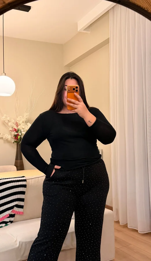 Transparan Modal Bluz - Siyah