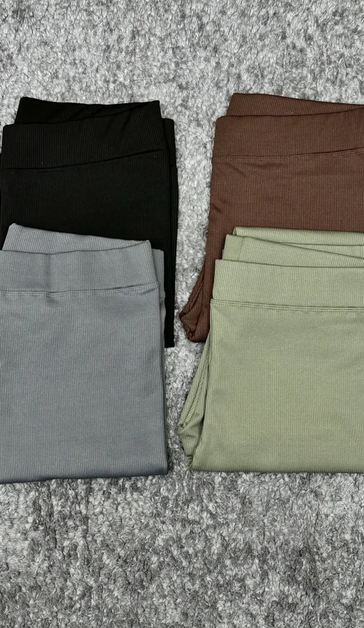 Yüksek Bel Esnek Fitilli Tayt