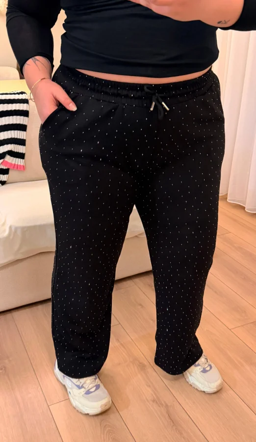 Yüksek Bel Modal Shine Eşofman Altı - Siyah