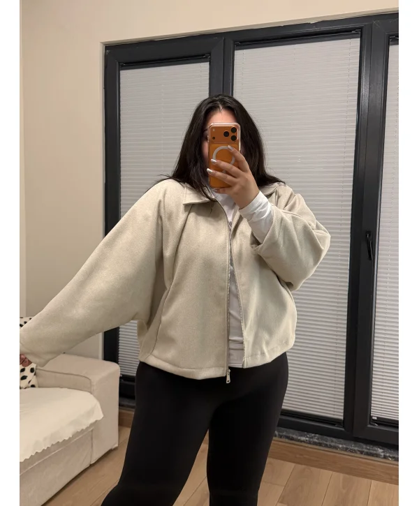 Oversize Kaşe Ceket - Ekru