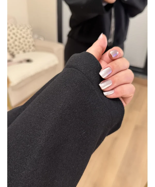 Oversize Kaşe Ceket - Siyah