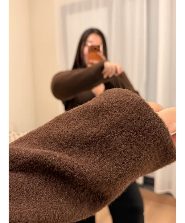 Premium Fiyonk Detaylı Sakallı Triko Bluz - Kahverengi