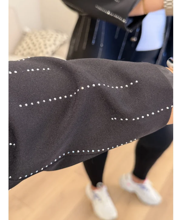 Taş Detaylı Premium Astarlı Blazer Ceket - Siyah