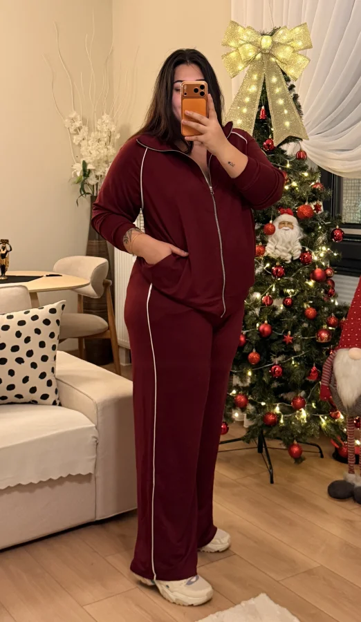 Ara Biyeli Modal Karışımlı Takım - Bordo