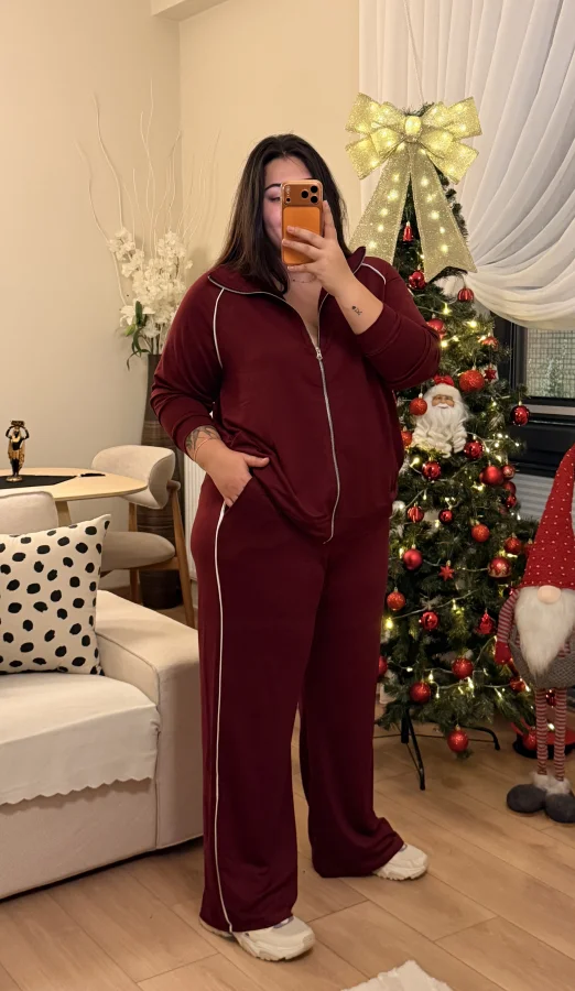 Ara Biyeli Modal Karışımlı Takım - Bordo