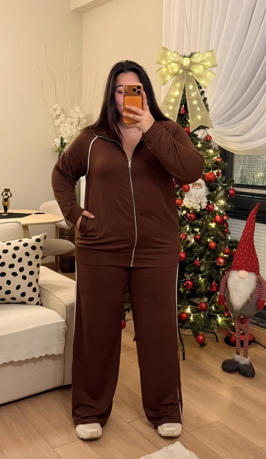 Ara Biyeli Modal Karışımlı Takım - Kahverengi