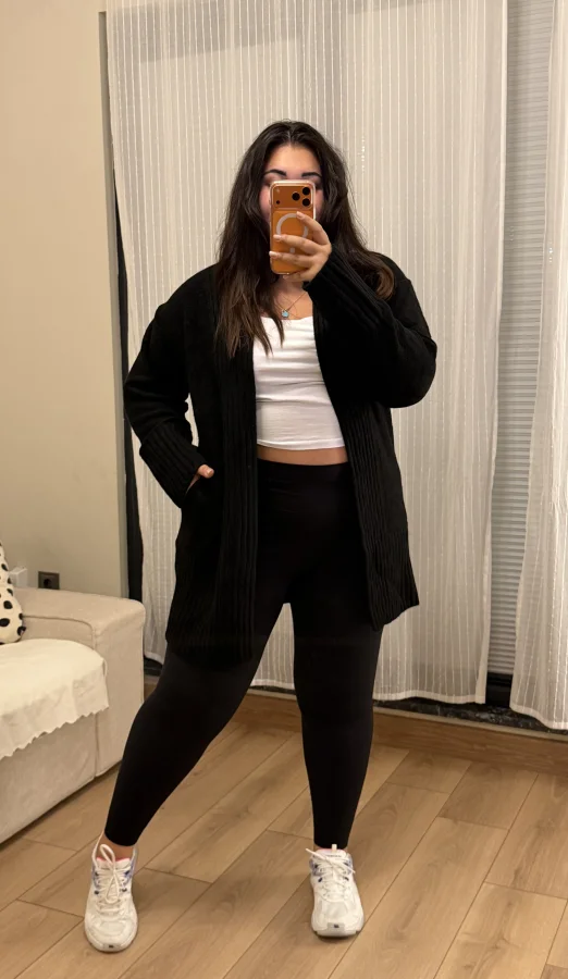 Basic Cepli Esnek Yumoş Hırka - Siyah