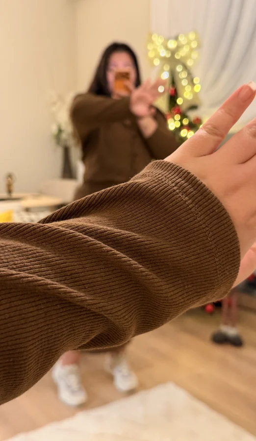 Etekli Esnek Triko Takım - Kahverengi