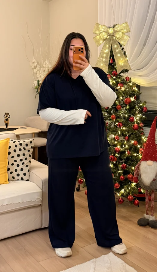 Kolları Parçalı Modal Kapüşonlu Takım - Lacivert