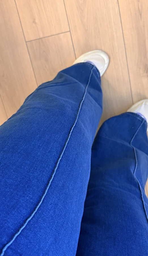 Palazzo Önden Dikişli Yüksek Bel Likralı Kot Pantolon - Açık Mavi