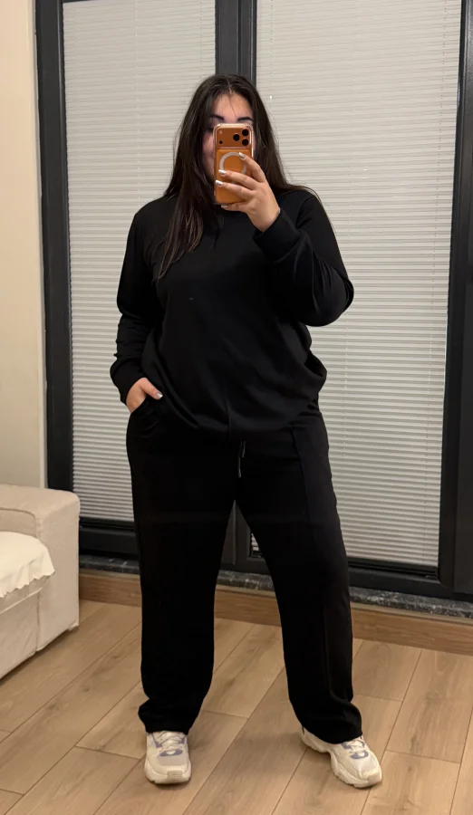 Premium Çıma Detaylı Modal Eşofman Takımı - Siyah