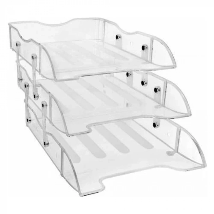 Cassa 3 Katlı Hareketli Evrak Rafı Şeffaf