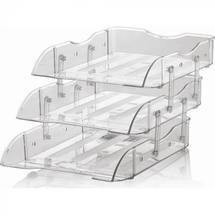 Cassa 3 Katlı Hareketli Evrak Rafı Şeffaf