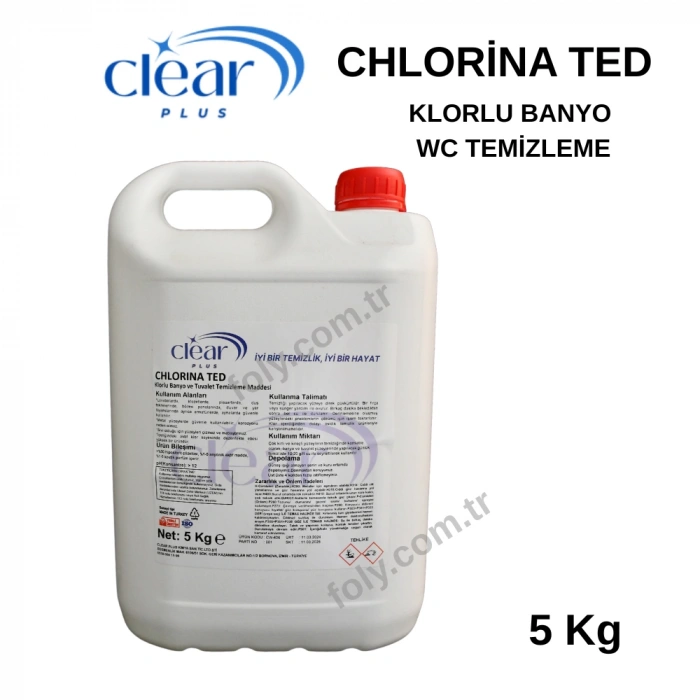 CLEAR PLUS CHLORİNA TED KLORLU BANYO WC TEMİZLEME 5KG