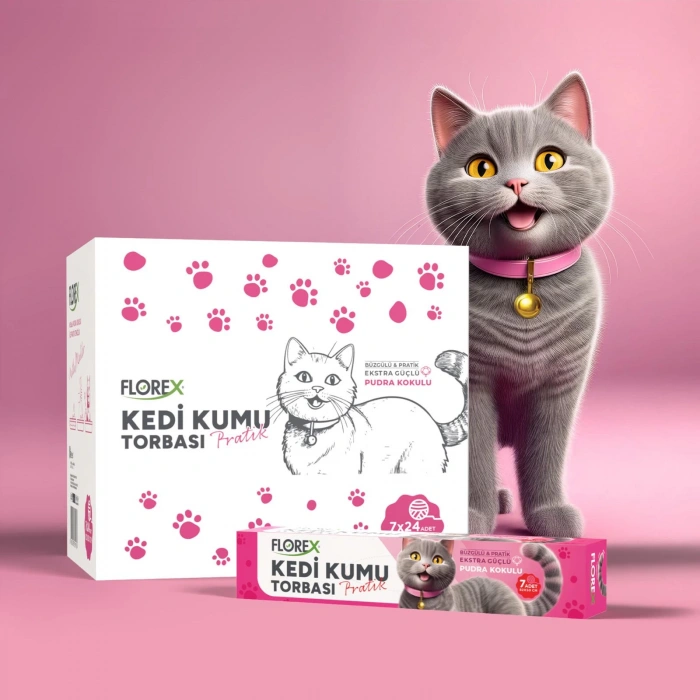 Florex Kedi Kumu Torbası Pudra Kokulu – 7li Paket