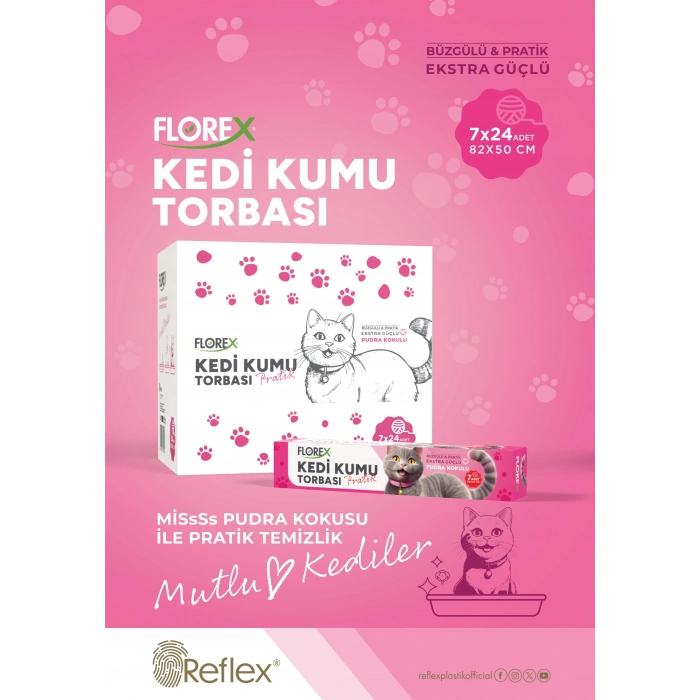 Florex Kedi Kumu Torbası Pudra Kokulu – 7li Paket