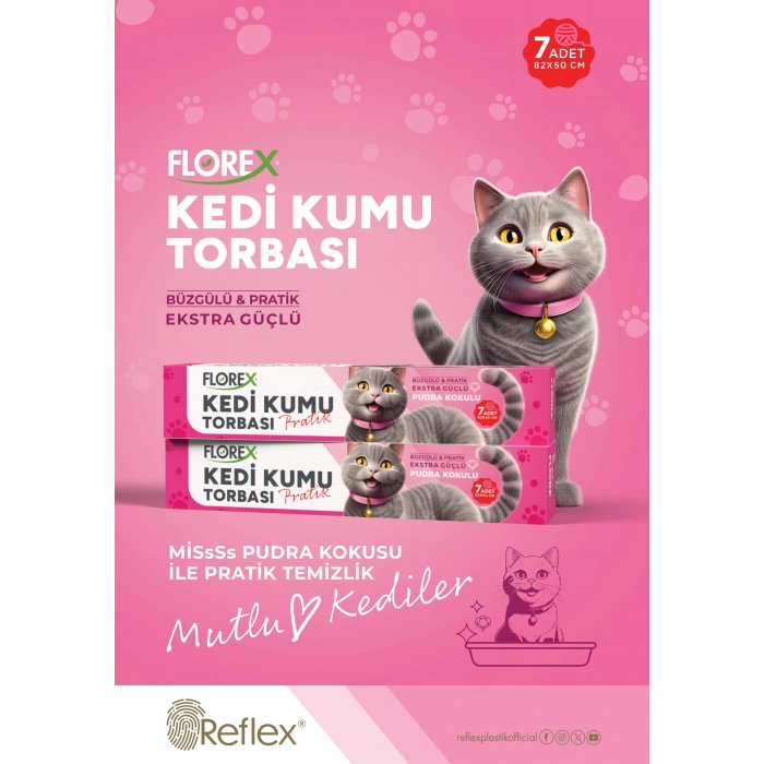 Florex Kedi Kumu Torbası Pudra Kokulu – 7li Paket