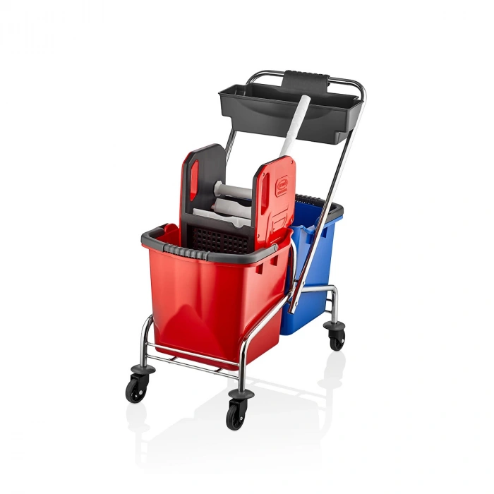 KROM ÇİFT KOVALI TEMİZLİK SETİ PLASTİK PRESLİ