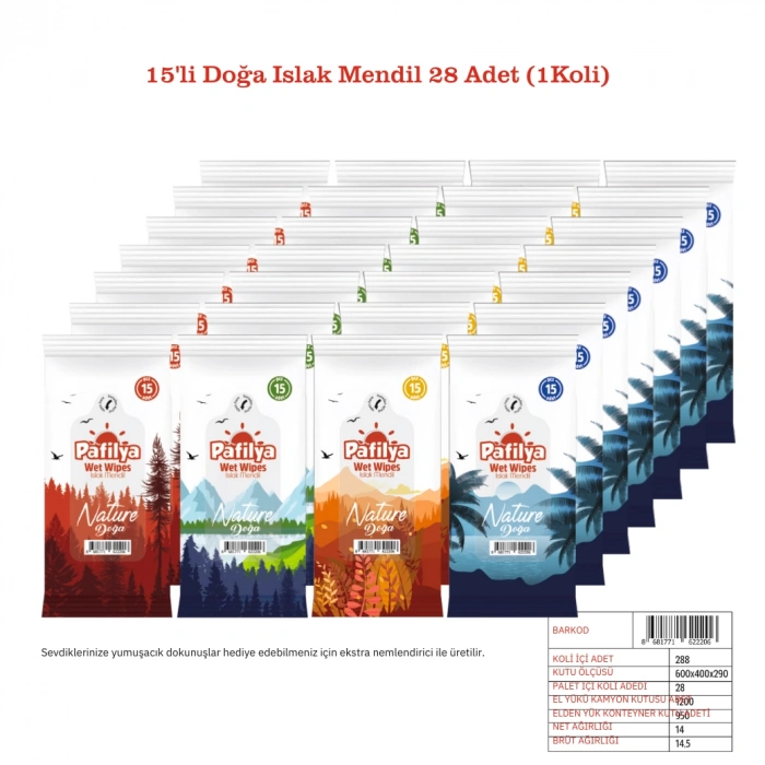 Pafilya Doğa Islak Mendil 15li 28 Adet (1Koli)