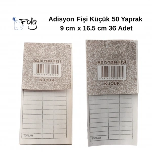 Adisyon Fişi Küçük 50 Yaprak 9 cm x 16.5 cm 36 Adet