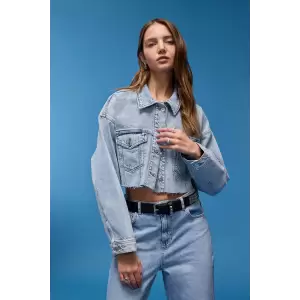 Defacto D8685 Mavi Crop Jean Ceket