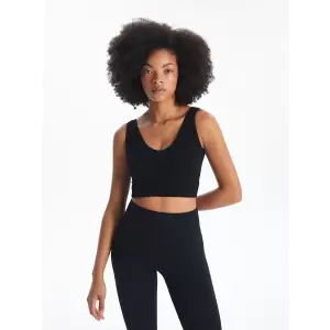 XSIDE ACTIVE SİYAH V Yaka Düz Seamless Kadın Spor Büstiyer