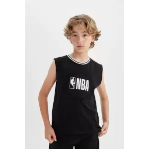 Defacto C3287 Siyah Erkek Çocuk NBA Wordmark Bisiklet Yaka Atlet