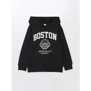 LCW Kids SİYAH Rahat Kalıp Kapüşonlu Erkek Çocuk Sweatshirt