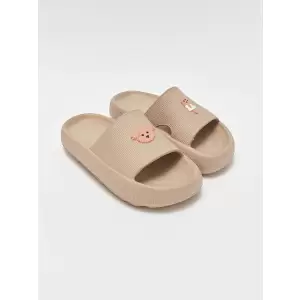 LCW STEPS Bej Köpek Baskılı Tek Bantlı Kadın Terlik
