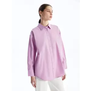 LCW Modest Lila Düz Poplin Kadın Gömlek Tunik