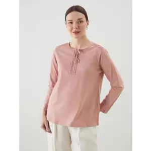 LCW Grace Pembe Bağlamalı Yaka Nakışlı Kadın Bluz