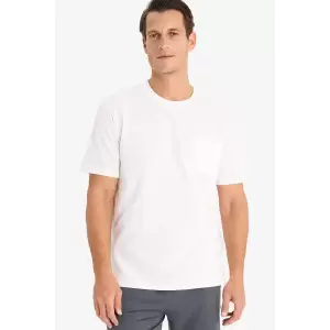 Defacto D7931 Beyaz %100 Pamuk New Regular Fit Bisiklet Yaka Kısa Kollu Basic Düz Pike Tişört