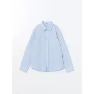 LCW Kids Mavi Uzun Kollu Çizgili Erkek Çocuk Gömlek