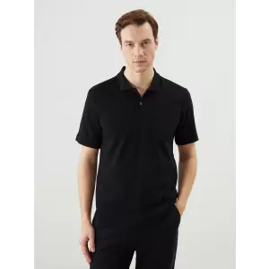 LCWAIKIKI Classic Siyah Polo Yaka Kısa Kollu Pike Erkek Tişört