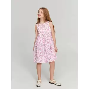 LCW Kids Ekru Bisiklet Yaka Kız Çocuk Elbise