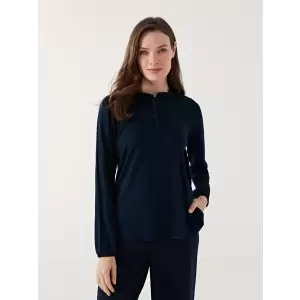 LCW Grace Lacivert Bağlamalı Yaka Kadın Bluz