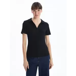 LCWAIKIKI Classic Siyah Polo Yaka Kadın Tişört