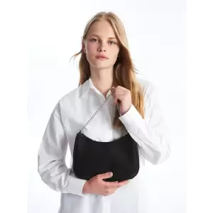 LCW ACCESSORIES Siyah Zincir Detaylı Kadın Baget Çanta