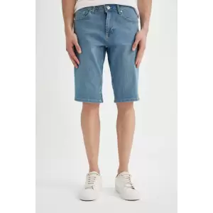Defacto C2692 Mavi Slim Fit Dar Kesim Jean Bermuda Şort