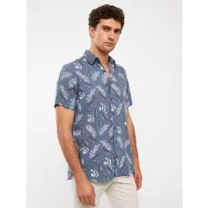 SOUTHBLUE Indigo Regular Fit Kısa Kollu Desenli Viskon Erkek Gömlek