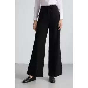 Defacto E5970 Siyah Afra x Defacto Wide Leg Kumaş Palazzo Pantolon Üç Cepli Normal Bel Standart Boy