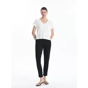 LCWAIKIKI Basic Siyah Beli Lastikli Kadın Pantolon