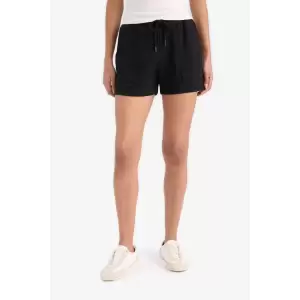Defacto D3327 Siyah Regular Fit Esnek Belli Bağcıklı Bermuda Şort