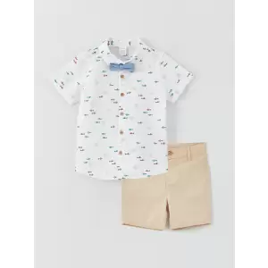 LCW baby Beyaz Kısa Kollu Baskılı Erkek Bebek 3lü Takım