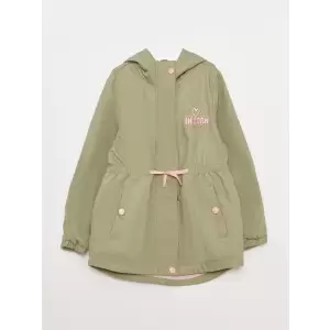 LCW Kids Yeşil Kapüşonlu Nakışlı Kız Çocuk Parka