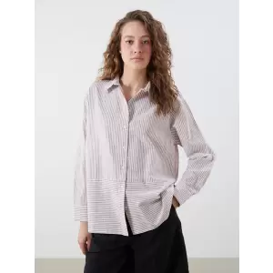 LCWAIKIKI Classic Turuncu Çizgili Poplin Kadın Gömlek