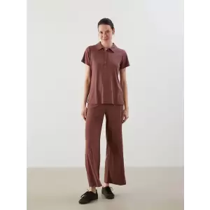 LCWAIKIKI Classic Kahverengi Beli Lastikli Geniş Paça Kadın Pantolon
