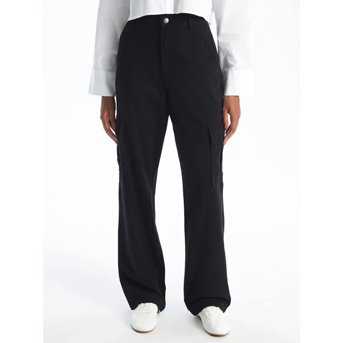 XSIDE Siyah Standart Fit Gabardin Kadın Kargo Pantolon