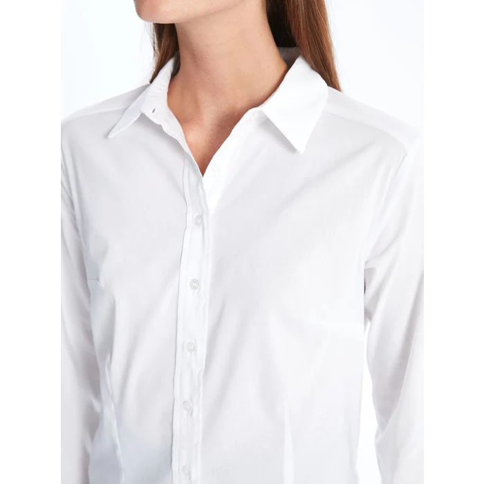 LCWAIKIKI Classic Beyaz Düz Uzun Kollu Kadın Gömlek